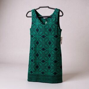 41‎ Hawthorne Perissa Reversible Dress Green Navy V Neck Sleeveless L NEW